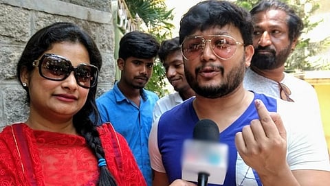 ಪತ್ನಿ ಶಿಲ್ಪಾ ಜತೆ ಮತ ಚಲಾಯಿಸಿದ ಗೋಲ್ಡನ್ ಸ್ಟಾರ್ ಗಣೇಶ್