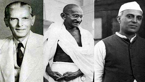 ಮೊಹಮ್ಮದ್ ಅಲಿ ಜಿನ್ನಾ, ಮಹಾತ್ಮಾ ಗಾಂಧಿ, ಜವಾಹರ್ ಲಾಲ್ ನೆಹರು