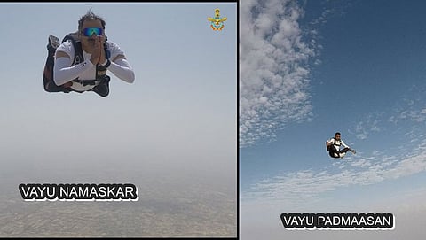 ವಾಯು ಸೇನೆ ಸೈನಿಕರಿಂದ ಗಾಳಿಯಲ್ಲಿ ಯೋಗ