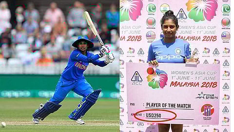 ಪಂದ್ಯ ಶ್ರೇಷ್ಠ ಪ್ರಶಸ್ತಿಗೆ ಪಾತ್ರರಾದ ಮಿಥಾಲಿ ರಾಜ್