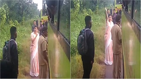 ಬಸ್ ಚಾಲಕ, ನಿರ್ವಾಹಕರನ್ನು ತರಾಟೆಗೆ ತೆಗೆದುಕೊಳ್ಳುತ್ತಿರುವ ಶಾಸಕಿ ಅಂಜಲಿ ನಿಂಬಾಳ್ಕರ್