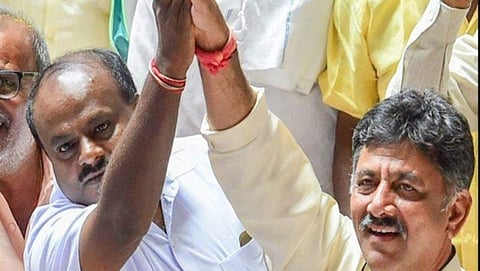 ಸಿಎಂ ಕುಮಾರ ಸ್ವಾಮಿ ಮತ್ತು ಕಾಂಗ್ರೆಸ್ ನಾಯಕ ಡಿ,ಕೆ ಶಿವಕುಮಾರ್