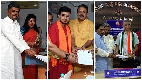 ನಾಮಪತ್ರ ಸಲ್ಲಿಸುತ್ತಿರುವ ನಾಯಕರು
