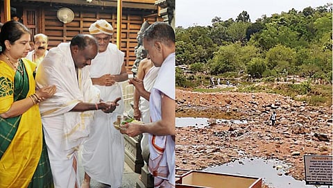ಬರಿದಾದ ನೇತ್ರಾವತಿ ನದಿ ಮತ್ತು ಧರ್ಮಸ್ಥಳ (ಸಂಗ್ರಹ ಚಿತ್ರ)