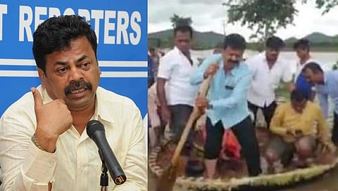 ಮೊಣಕಾಲುದ್ದದ ನೀರಿನಲ್ಲಿ ತೆಪ್ಪ ಚಾಲನೆ: ಫೋಟೋಗೆ ಪೋಸ್ ನೀಡಿದ್ದಲ್ಲ; ಮಾಧ್ಯಮಗಳ ವಿರುದ್ಧ ರೇಣುಕಾಚಾರ್ಯ ಕಿಡಿ