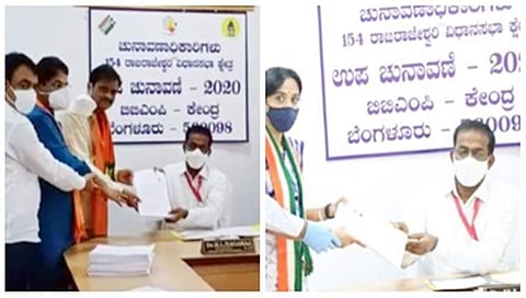 ಉಪ ಚುನಾವಣೆ: ಆರ್ ಆರ್ ನಗರ ಕ್ಷೇತ್ರದಿಂದ ಮುನಿರತ್ನ, ಕುಸುಮಾ, ಕೃಷ್ಣಮೂರ್ತಿ ನಾಮಪತ್ರ ಸಲ್ಲಿಕೆ