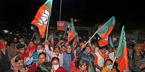 ಪ್ರತಿಭಟನಾನಿರತ ಬಿಜೆಪಿ ಕಾರ್ಯಕರ್ತರು