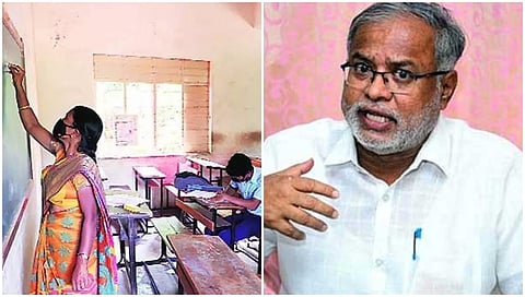 ಶಾಲೆಯ ತರಗತಿಯ ಸಾಂದರ್ಭಿಕ ಚಿತ್ರ ಮತ್ತು ಶಿಕ್ಷಣ ಸಚಿವ ಸುರೇಶ್ ಕುಮಾರ್