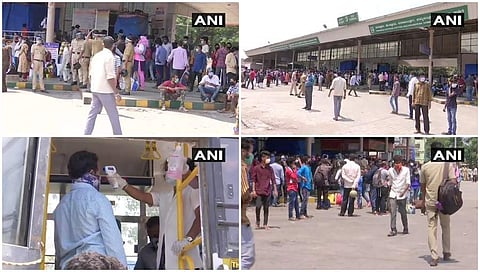 ಮೆಜೆಸ್ಟಿಕ್ ನಲ್ಲಿ ವಿವಿಧ ಊರುಗಳಿಗೆ ಹೋಗಲು ಜಮಾಯಿಸುವ ಜನ