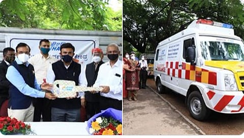 ಡಾ. ಕೆ. ಸುಧಾಕರ್ ಅವರಿಗೆ ಆಂಬ್ಯುಲೆನ್ಸ್ ಕೀ ಹಸ್ತಾಂತರ