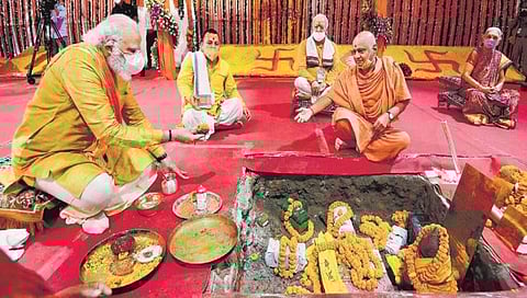 ಪ್ರಧಾನಿ ಮೋದಿ ಅಯೋಧ್ಯೆಯಲ್ಲಿ ಭೂಮಿ ಪೂಜೆ ಮಾಡಿದ ಕ್ಷಣ