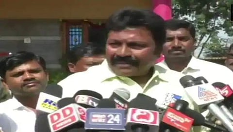 Renukacharya and others in Protest