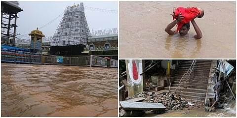 ಭಾರಿ ಮಳೆ ಹಾಗೂ ಭೀಕರ ಪ್ರವಾಹಕ್ಕೆ ಸಾಕ್ಷಿಯಾಗಿದ್ದ ಪವಿತ್ರ ಯಾತ್ರಾತಾಣ ತಿರುಪತಿ-ತಿರುಮಲದಲ್ಲಿ ಪ್ರವಾಹ ಮತ್ತು ಮಳೆ ಮುಂದುವರೆದಿದ್ದು, ಪ್ರಸ್ತುತ ತಾತ್ಕಾಲಿಕವಾಗಿ ತಿರುಮಲಕ್ಕೆ ಯಾತ್ರಿಕರ ಭೇಟಿಗೆ ನಿಷೇಧ ಹೇರಲಾಗಿದೆ. ಪ್ರವಾಹದ ನಂತರ ತಿರುಪತಿ ಮತ್ತು ತಿರುಮಲದ ಇತ್ತೀಚಿನ ಚಿತ್ರಣ ಇಲ್ಲಿದೆ.