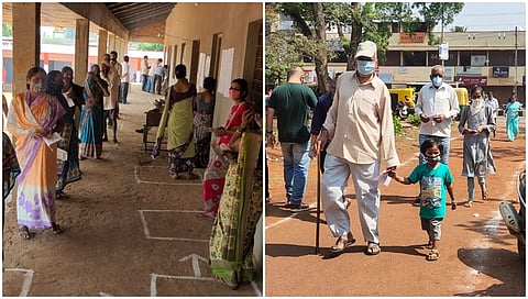 ಮತದಾನಕ್ಕೆ ಮತಗಟ್ಟೆಗೆ ಬರುತ್ತಿರುವ ಮತದಾರರು
