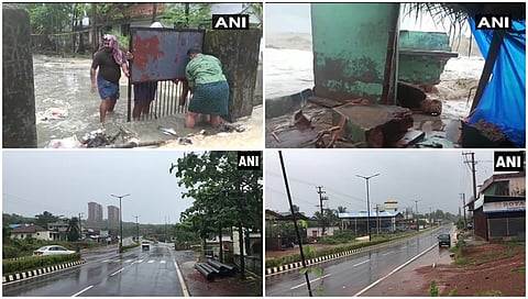 ಕೇರಳದಲ್ಲಿ ಇಂದು ಬೆಳಗ್ಗೆ ಸುರಿದ ಭಾರೀ ಮಳೆಯಿಂದ ರಸ್ತೆ ಮುಳುಗಿ ನೀರು ನುಗ್ಗಿರುವುದು, ಕರ್ನಾಟಕದ ಮಂಗಳೂರಿನಲ್ಲಿ ಇಂದು ಬೆಳಗ್ಗೆ ಸುರಿದ ಮಳೆ