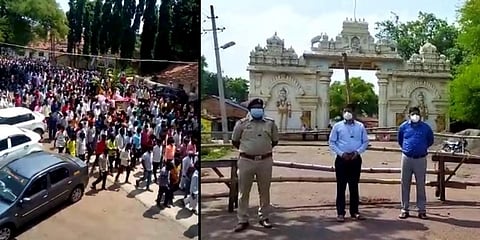 ಮರಡಿಮಠದ ಪ್ರದೇಶದಲ್ಲಿ ಮುನ್ನೆಚ್ಚರಿಕೆ ಕ್ರಮದ ಭಾಗವಾಗಿ ಪೊಲೀಸ್ ಬಂದೋಬಸ್ತ್