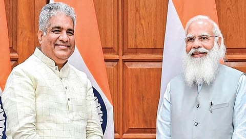ಪ್ರಧಾನಿ ನರೇಂದ್ರ ಮೋದಿಯವರೊಂದಿಗೆ ನೂತನ ಪರಿಸರ ಸಚಿವ ಭೂಪೇಂದರ್ ಯಾದವ್