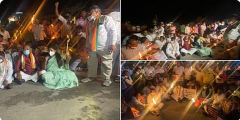ಪಂಜಿನ ಮೆರವಣಿಗೆಯಲ್ಲಿ ಕಾಂಗ್ರೆಸ್ ಮುಖಂಡರು