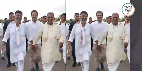 ಡಿಕೆ ಶಿವಕುಮಾರ್, ಸಿದ್ದರಾಮಯ್ಯ ರಾಹುಲ್ ಚಿತ್ರ