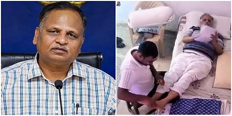 ತಿಹಾರ್ ಜೈಲಿನಲ್ಲಿರುವ ಸಚಿವ ಸತ್ಯೇಂದ್ರ ಜೈನ್ ಗೆ ಬಾಡಿ ಮಸಾಜ್ ಮಾಡುತ್ತಿರುವುದು