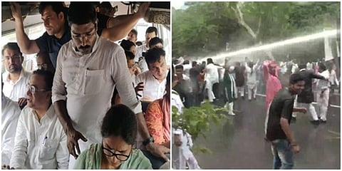 ಕಾಂಗ್ರೆಸ್ ಮುಖಂಡರ ಬಂಧನ, ಜಲ ಫಿರಂಗಿ ಪ್ರಯೋಗ