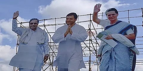 ಸಿದ್ದರಾಮಯ್ಯ ಮತ್ತು ರಾಹುಲ್ ಗಾಂಧಿ, ಸೋನಿಯಾ ಗಾಂಧಿ ಕಟೌಟ್