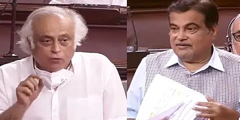 ಕಾಂಗ್ರೆಸ್ ಸಂಸದ ಜೈರಾಮ್ ರಮೇಶ್ ಮತ್ತು ಕೇಂದ್ರ ಸಚಿವ ನಿತಿನ್ ಗಡ್ಕರಿ (ಚಿತ್ರ-ಸಂಸತ್ ಟಿವಿ)