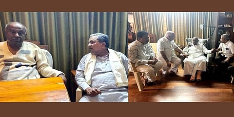 ಮಾಜಿ ಪ್ರಧಾನಿ ಹೆಚ್ ಡಿ ದೇವೇಗೌಡ ಅವರನ್ನು ಭೇಟಿ ಮಾಡಿದ ಮಾಜಿ ಸಿಎಂಗಳಾದ ಸಿದ್ದರಾಯಮ್ಮ, ಯಡಿಯೂರಪ್ಪ