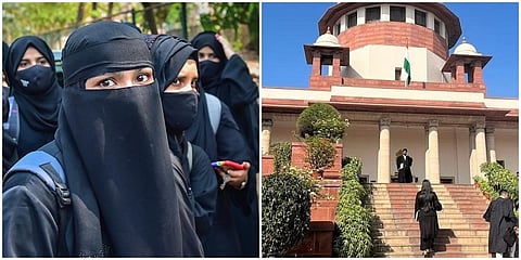 ಹಿಜಾಬ್ ಧರಿಸಿರುವ ವಿದ್ಯಾರ್ಥಿನಿಯರು ಮತ್ತು ಸುಪ್ರೀಂ ಕೋರ್ಟ್ ನ ಸಂಗ್ರಹ ಚಿತ್ರ