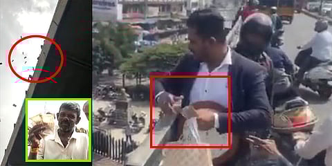 ಕೆಆರ್ ಮಾರ್ಕೆಟ್ ಫ್ಲೈ ಓವರ್ ನಿಂದ ಹಣ ಎಸೆದ ವ್ಯಕ್ತಿ