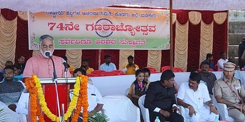ಮಡಿಕೇರಿಯಲ್ಲಿ ನಡೆದ ಗಣರಾಜ್ಯೋತ್ಸವ ಸಮಾರಂಭದಲ್ಲಿ ಜಿಲ್ಲಾ ಉಸ್ತುವಾರಿ ಸಚಿವ ಬಿ.ಸಿ.ನಾಗೇಶ್.