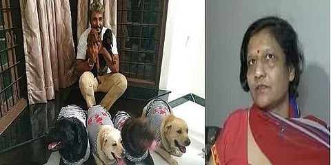 ತಮ್ಮ ಮನೆಯ ನಾಯಿಗಳ ಜೊತೆ ನಟ ದರ್ಶನ್ ಮತ್ತು ದೂರುದಾರ ಮಹಿಳೆ ಅಮಿತಾ ಜಿಂದಾಲ್(ಸಂಗ್ರಹ ಚಿತ್ರ)