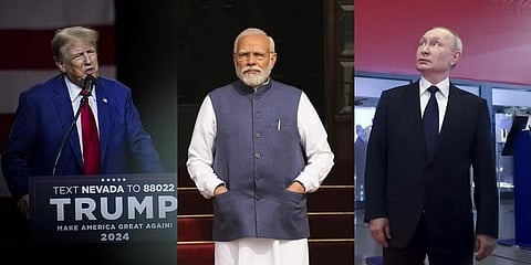 ಡೊನಾಲ್ಡ್ ಟ್ರಂಪ್, ಪ್ರಧಾನಿ ಮೋದಿ ಮತ್ತು ವ್ಲಾಡಿಮಿರ್ ಪುಟಿನ್(ಸಂಗ್ರಹ ಚಿತ್ರ)