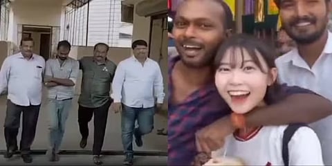 ಪುಣೆಯಲ್ಲಿ ದಕ್ಷಿಣ ಕೊರಿಯಾದ ವ್ಲಾಗರ್‌ಗೆ ಕಿರುಕುಳ ನೀಡಿರುವ ಇಬ್ಬರು ವ್ಯಕ್ತಿಗಳು.