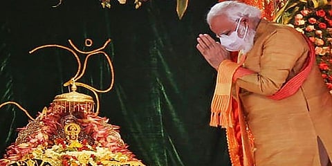 2020ರಲ್ಲಿ ಅಯೋಧ್ಯೆ ರಾಮ ಮಂದಿರಕ್ಕೆ ಶಂಕುಸ್ಥಾಪನೆ ನೆರವೇರಿಸಿದ್ದ ಪ್ರಧಾನಿ ನರೇಂದ್ರ ಮೋದಿ