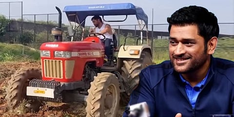 ಟ್ರ್ಯಾಕ್ಟರ್ ಓಡಿಸಿದ ಎಂಎಸ್ ಧೋನಿ