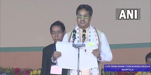 ತ್ರಿಪುರಾ ಸಿಎಂ ಆಗಿ ಮಾಣಿಕ್ ಸಹಾ ಪ್ರಮಾಣ ವಚನ ಸ್ವೀಕಾರ