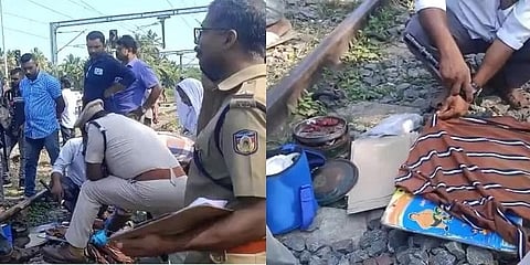 ರೈಲಿನಲ್ಲಿದ್ದ ಪ್ರಯಾಣಿಕರಿಗೆ ಬೆಂಕಿ ಹಚ್ಚಿ ಬಳಿಕ ಶಂಕಿತ ವ್ಯಕ್ತಿ ಬಿಸಾಡಿದ ಬ್ಯಾಗ್‌ನಿಂದ ವಶಪಡಿಸಿಕೊಂಡ ವಸ್ತುಗಳನ್ನು ಪೊಲೀಸರು ಪರಿಶೀಲಿಸುತ್ತಿದ್ದಾರೆ.