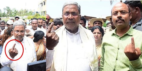 ಸಿದ್ದರಾಮಯ್ಯ ಬಲಗೈ ಬೆರಳಿಗೆ ಶಾಯಿ