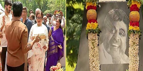 ಅಂಬಿ ಸಮಾಧಿಗೆ ಪೂಜೆ ಸಲ್ಲಿಸಿದ ಕುಟುಂಬ