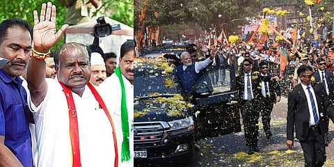 ಎಚ್ ಡಿ ಕುಮಾರಸ್ವಾಮಿ ಮತ್ತು ಮೋದಿ ರೋಡ್ ಶೋ