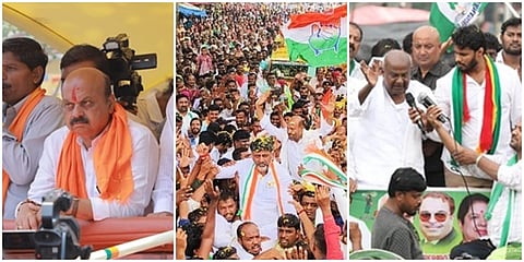 ಸಿಎಂ ಬೊಮ್ಮಾಯಿ, ಡಿಕೆ ಶಿವಕುಮಾರ್, ಹೆಚ್ ಡಿ ದೇವೇಗೌಡ ಅವರ ಪ್ರಚಾರದ ಚಿತ್ರ