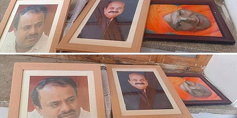 ಸಿದ್ಧಗಂಗಾ ಶ್ರೀಗಳ ಭಾವಚಿತ್ರ ಹೊರಗೆ ಹಾಕಿದ ವಿಧಾನಸೌಧ ಸಿಬ್ಬಂದಿ