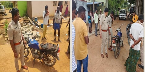 ಬಿಸ್ನಹಳ್ಳಿ ಗ್ರಾಮದಲ್ಲಿ ಪೊಲೀಸರ ಪರಿಶೀಲನೆ ಚಿತ್ರ