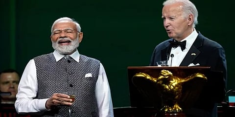 ವೇದಿಕೆ ಮೇಲೆ ಪಿಎಂ ಮೋದಿ ಮತ್ತು ಜೋ ಬೈಡನ್