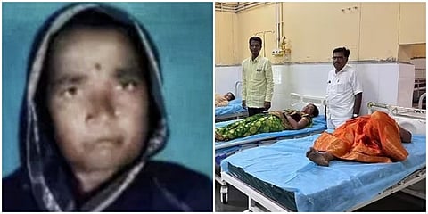 ಎಡಚಿತ್ರದಲ್ಲಿ ಮೃತಪಟ್ಟ ಮಹಿಳೆ, ಬಲಚಿತ್ರದಲ್ಲಿ ಜನರು ಅಸ್ವಸ್ಥಗೊಂಡು ಆಸ್ಪತ್ರೆಗೆ ದಾಖಲಾಗಿರುವ ಸಾಂದರ್ಭಿಕ ಚಿತ್ರ