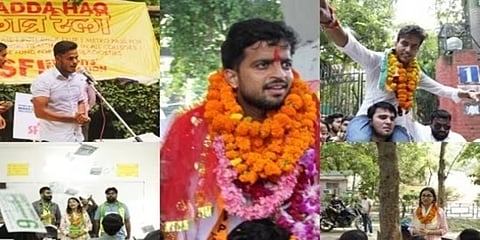 ದೆಹಲಿ ವಿವಿ ವಿದ್ಯಾರ್ಥಿ ಸಂಘದ ಚುನಾವಣೆಯ ವಿಜೇತ ಅಭ್ಯರ್ಥಿಗಳು