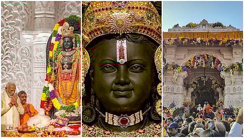 ಪ್ರಧಾನಿ ನರೇಂದ್ರ ಮೋದಿ ಅವರು ಸೋಮವಾರ ಅಯೋಧ್ಯೆಯ ರಾಮ ಮಂದಿರದಲ್ಲಿ ರಾಮಲಲ್ಲಾ ಪ್ರಾಣ ಪ್ರತಿಷ್ಠಾಪನೆಯನ್ನು ನೆರವೇರಿಸಿದ್ದು, ಈ ಐತಿಹಾಸಿ ಕ್ಷಣಕ್ಕೆ 7 ಸಾವಿರಕ್ಕೂ ಹೆಚ್ಚು ಗಣ್ಯರು ಸಾಕ್ಷಿಯಾದರು.