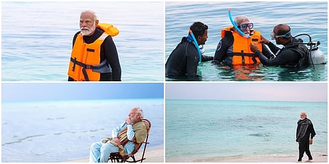 ಪ್ರಧಾನಮಂತ್ರಿ ನರೇಂದ್ರ ಮೋದಿ ಅವರು ಇತ್ತೀಚೆಗೆ ಭಾರತದ ಚಿಕ್ಕ ಕೇಂದ್ರಾಡಳಿತ ಪ್ರದೇಶವಾದ ಲಕ್ಷದ್ವೀಪದಲ್ಲಿ ತಂಗಿದ್ದಾಗ ಸ್ನಾರ್ಕೆಲಿಂಗ್ ಮಾಡಿದ್ದು ಅದರ ಫೋಟೋಗಳನ್ನು ಸೋಷಿಯಲ್ ಮೀಡಿಯಾದಲ್ಲಿ ಹಂಚಿಕೊಂಡಿದ್ದಾರೆ. ಅದು ವೈರಲ್ ಆಗಿದೆ.