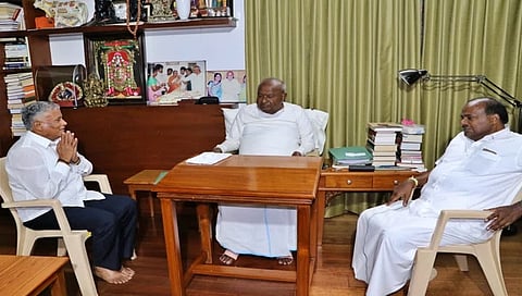 ದೇವೇಗೌಡರನ್ನು ಭೇಟಿ ಮಾಡಿದ ಸೋಮಣ್ಣ